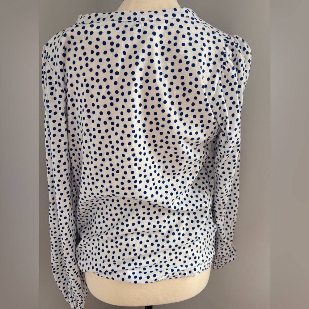Boden White Top with Blue Polka Dots - Picture 2 of 5